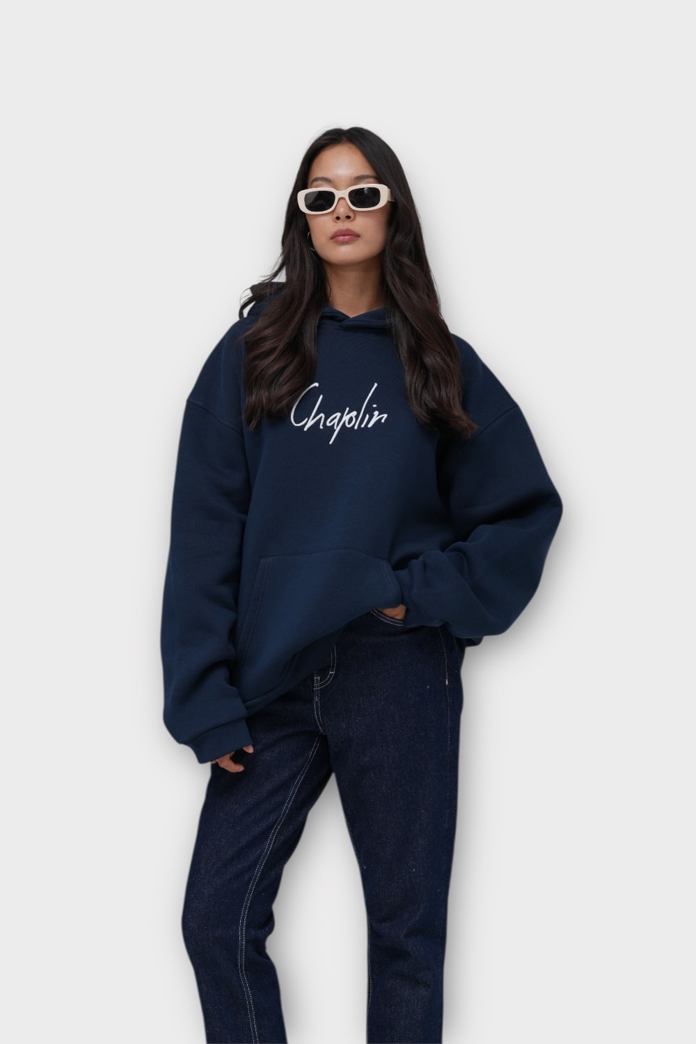 Patchwork Chaplin Oversize Hoodie - %100 Pamuk - Siyah