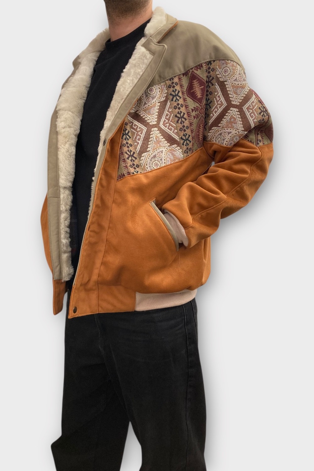 (7459) 2XLarge Beden Vintage Desenli Özel Ceket