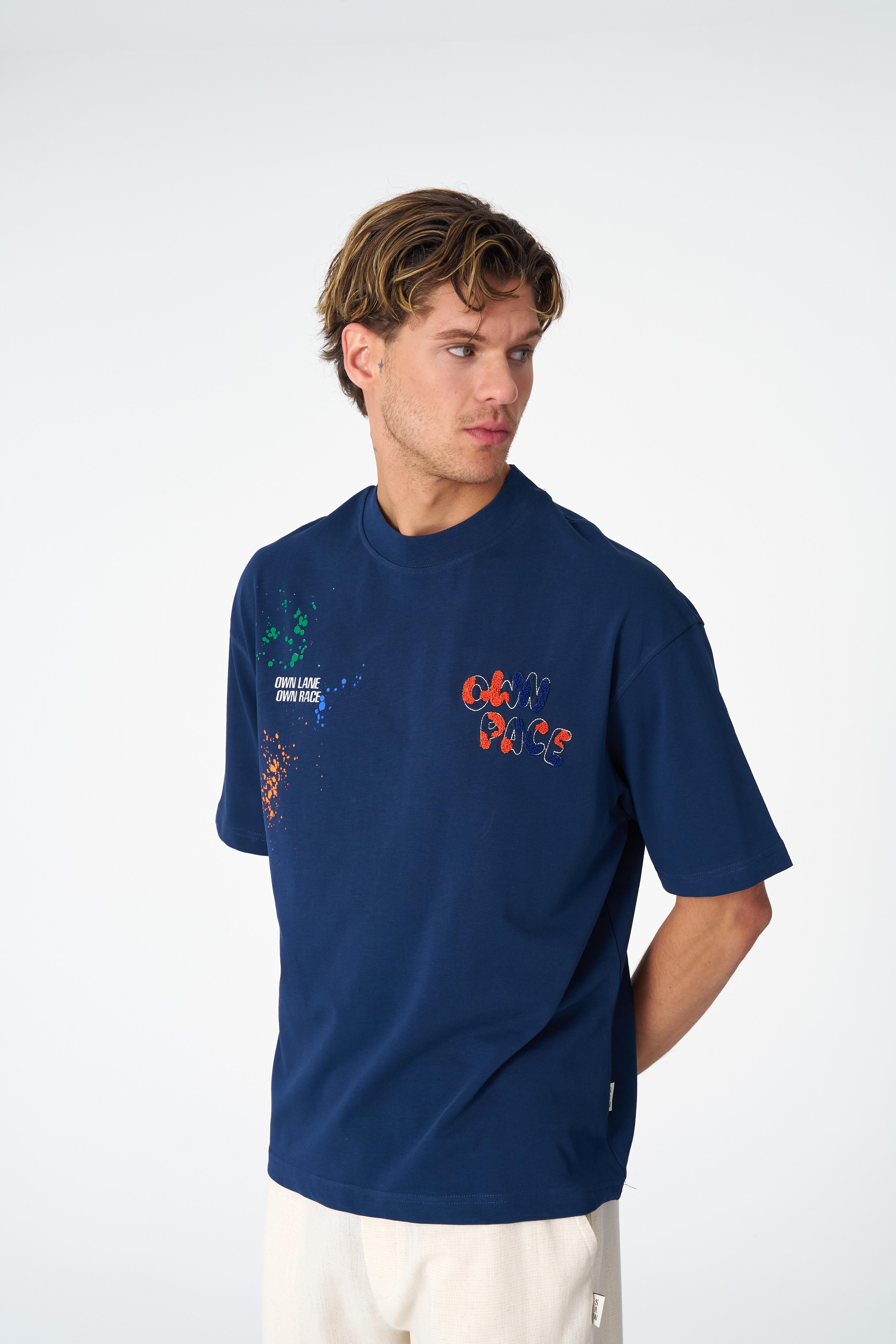 Own Pace Oversize T-Shirt - İndigo