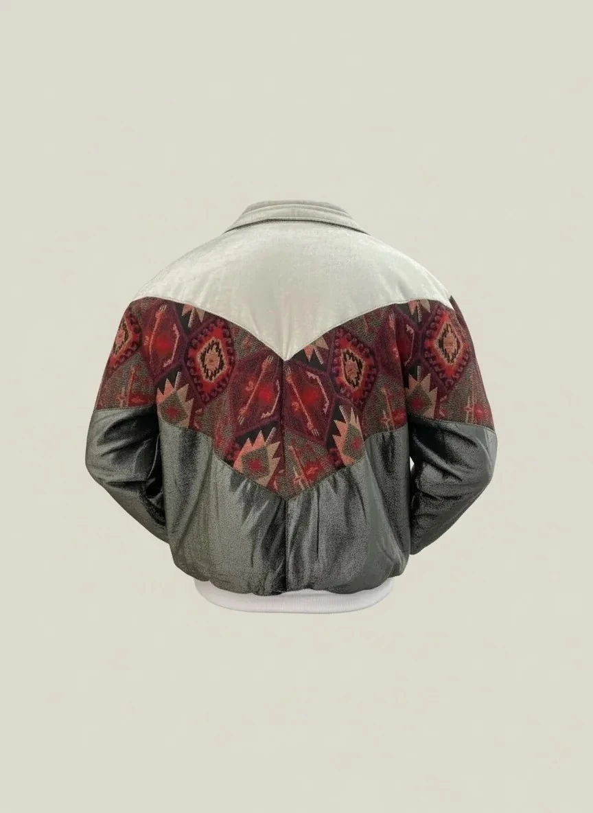 (7617) Small / Medium Beden Uyumlu Oversize Vintage Desen Ceket