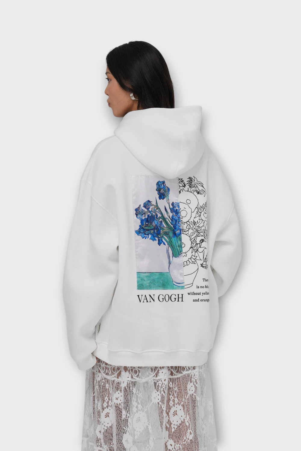 Bite of Beauty - Van Gogh Oversize Hoodie - Beyaz