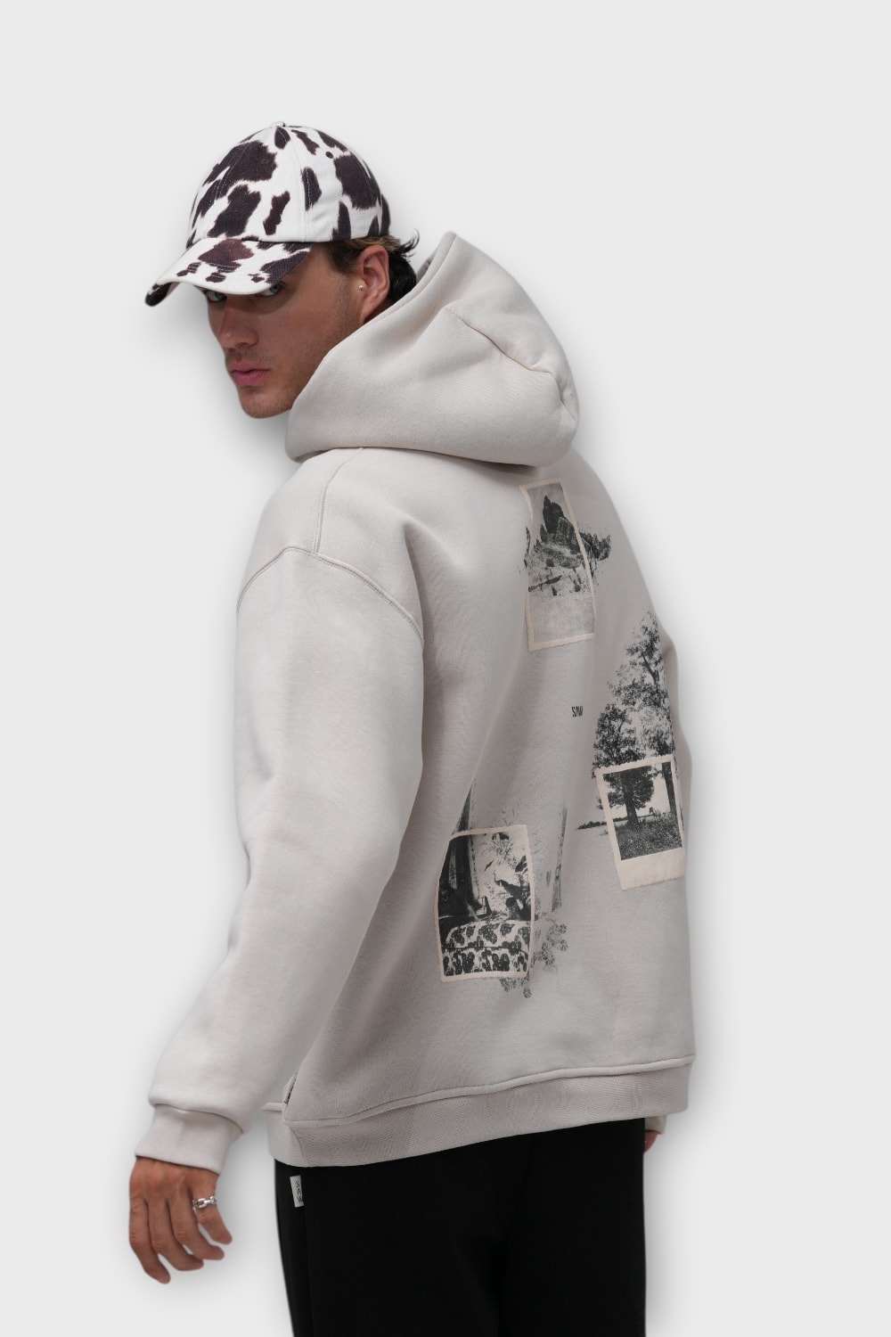 Portrait of Generation Oversize Hoodie  - %100 Pamuk - Taş