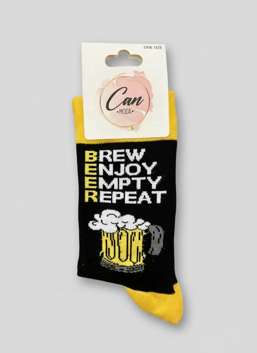 Beer Desenli Renkli Çorap (36-44 Numaraya Uygun)