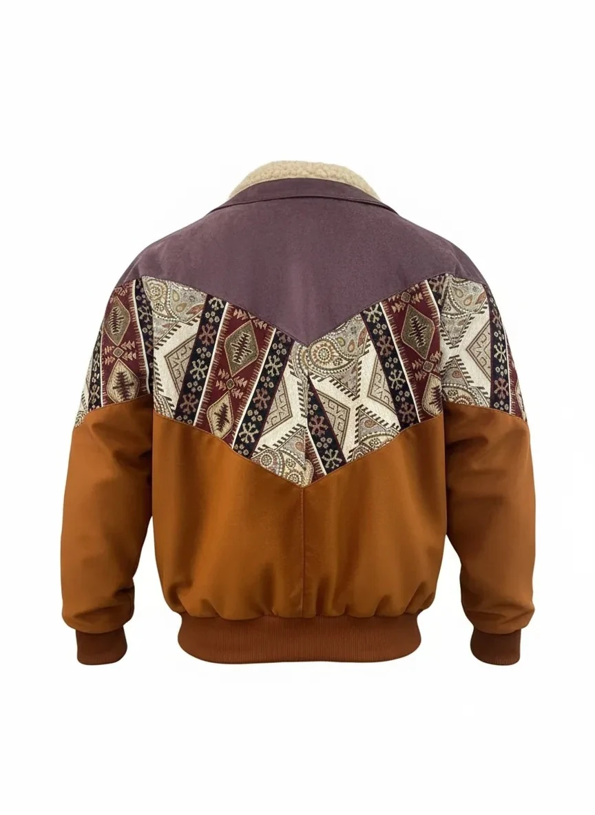 (7637) Small / Medium Beden Uyumlu Oversize Vintage Desen Ceket