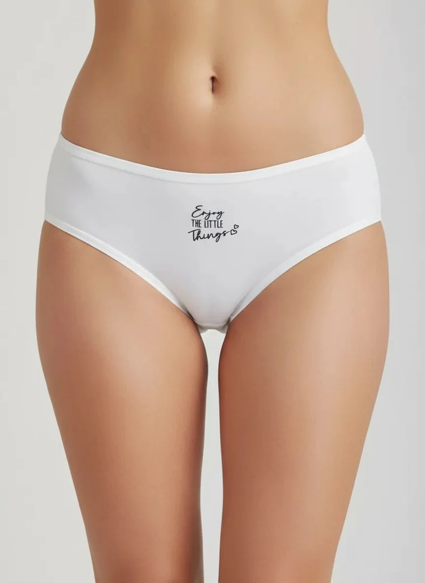 3'lü Bikini Kadın Külot - (Puantiye/Enjoy/Puantiye) %95 Pamuk %5 Elastan