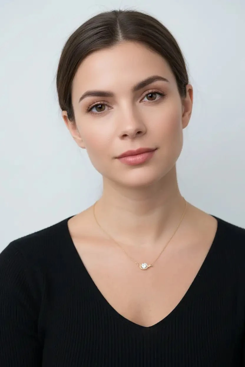 Ay ve Yıldız Detaylı Pembe Taşlı 316L Paslanmaz Çelik Kolye - ENS - KLY15