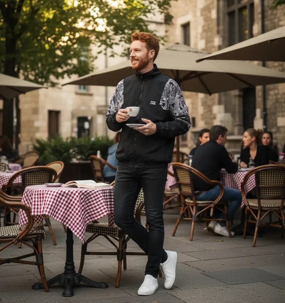 Unisex Siyah Kaplan Desenli Bomber Ceket