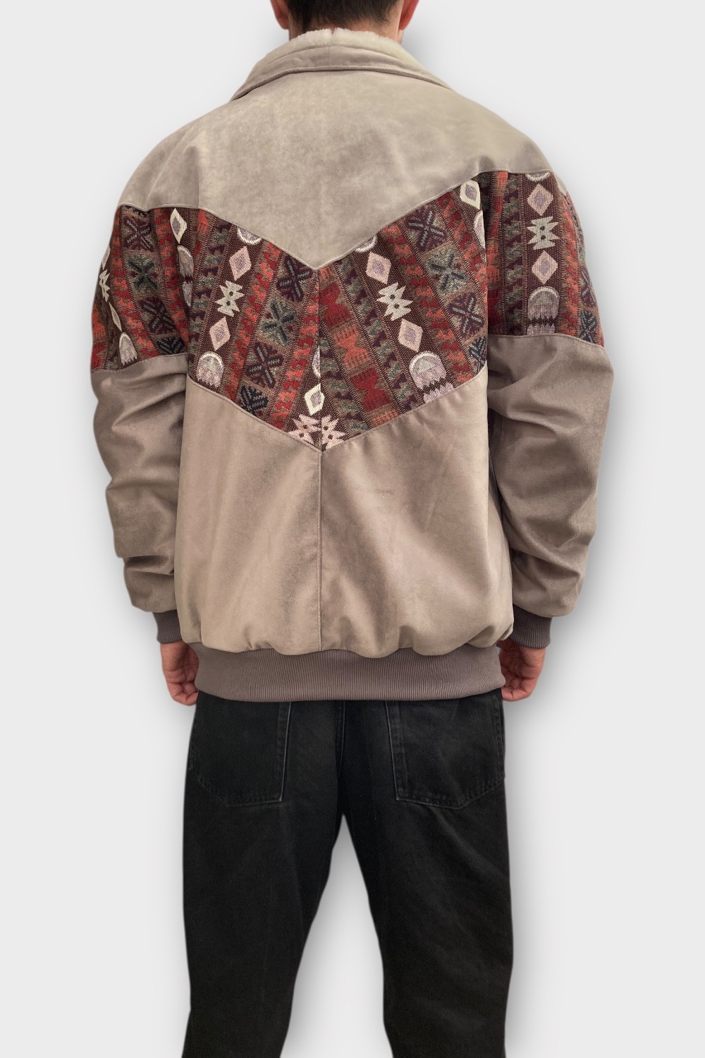 (7455) Large Beden Vintage Desenli Özel Ceket