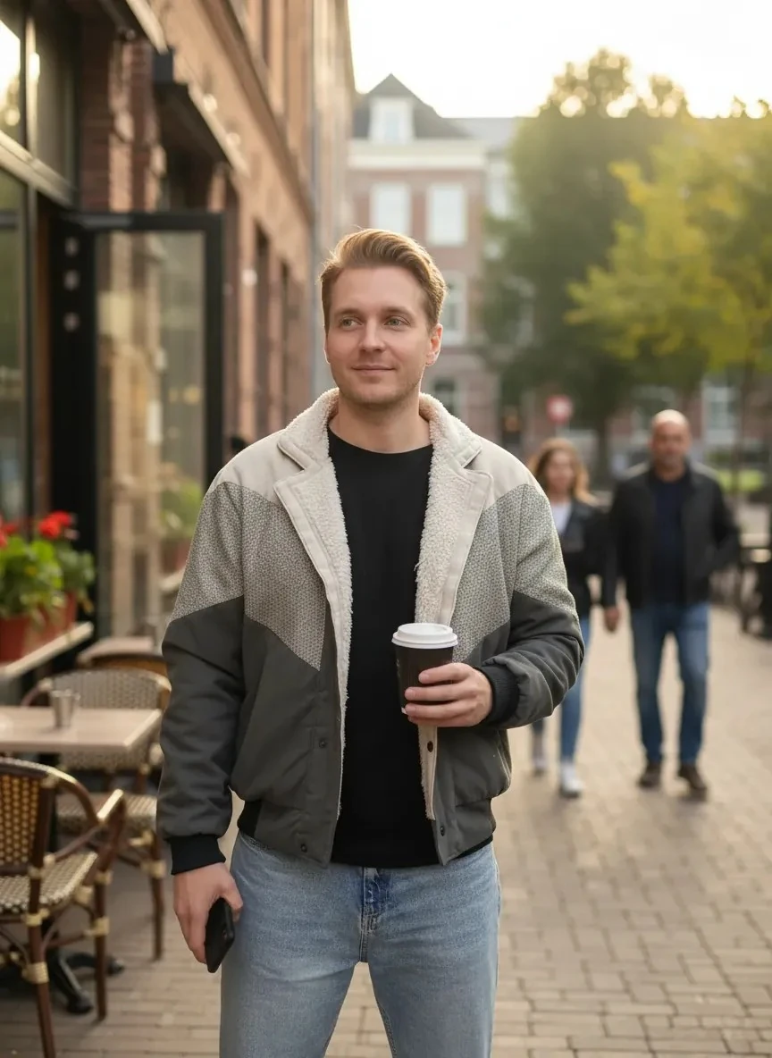 (7633) Small / Medium Beden Uyumlu Oversize Vintage Desen Ceket