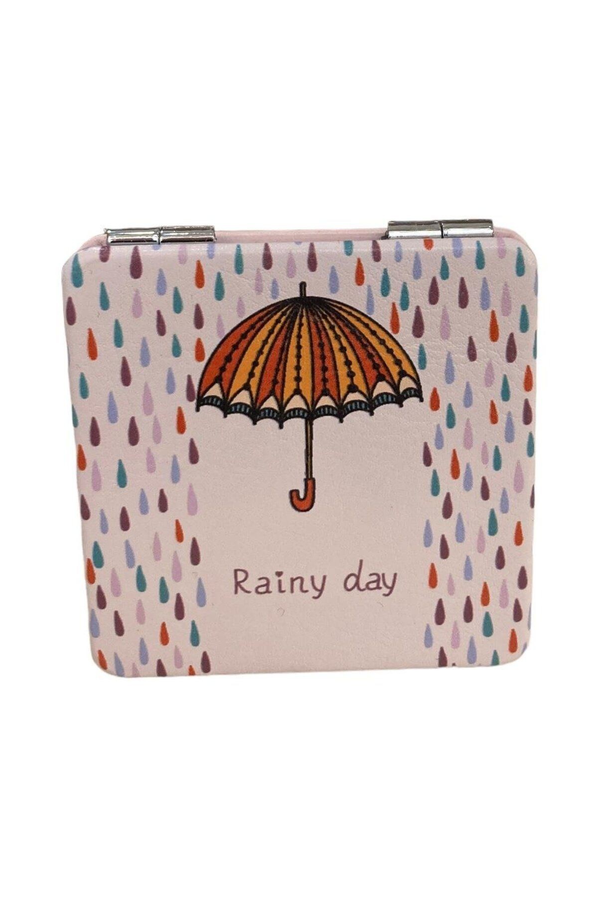 Rainy Day Temalı 6 cm Kare Ayna