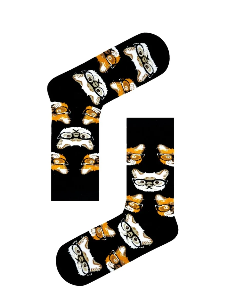Gözlüklü Kediler Desenli Çorap (36-44 Numaraya Uygun)