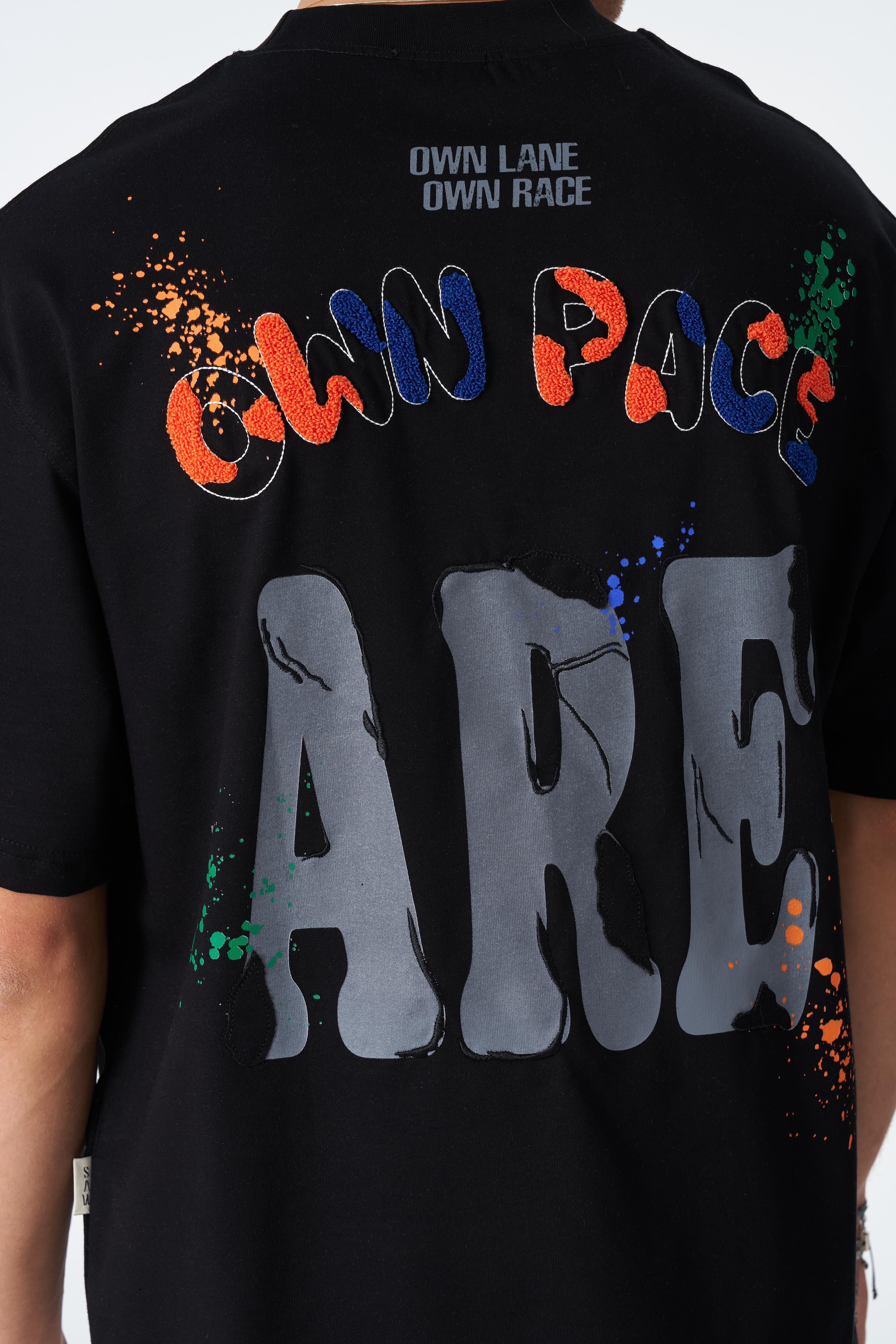 Own Pace Oversize T-Shirt - Siyah