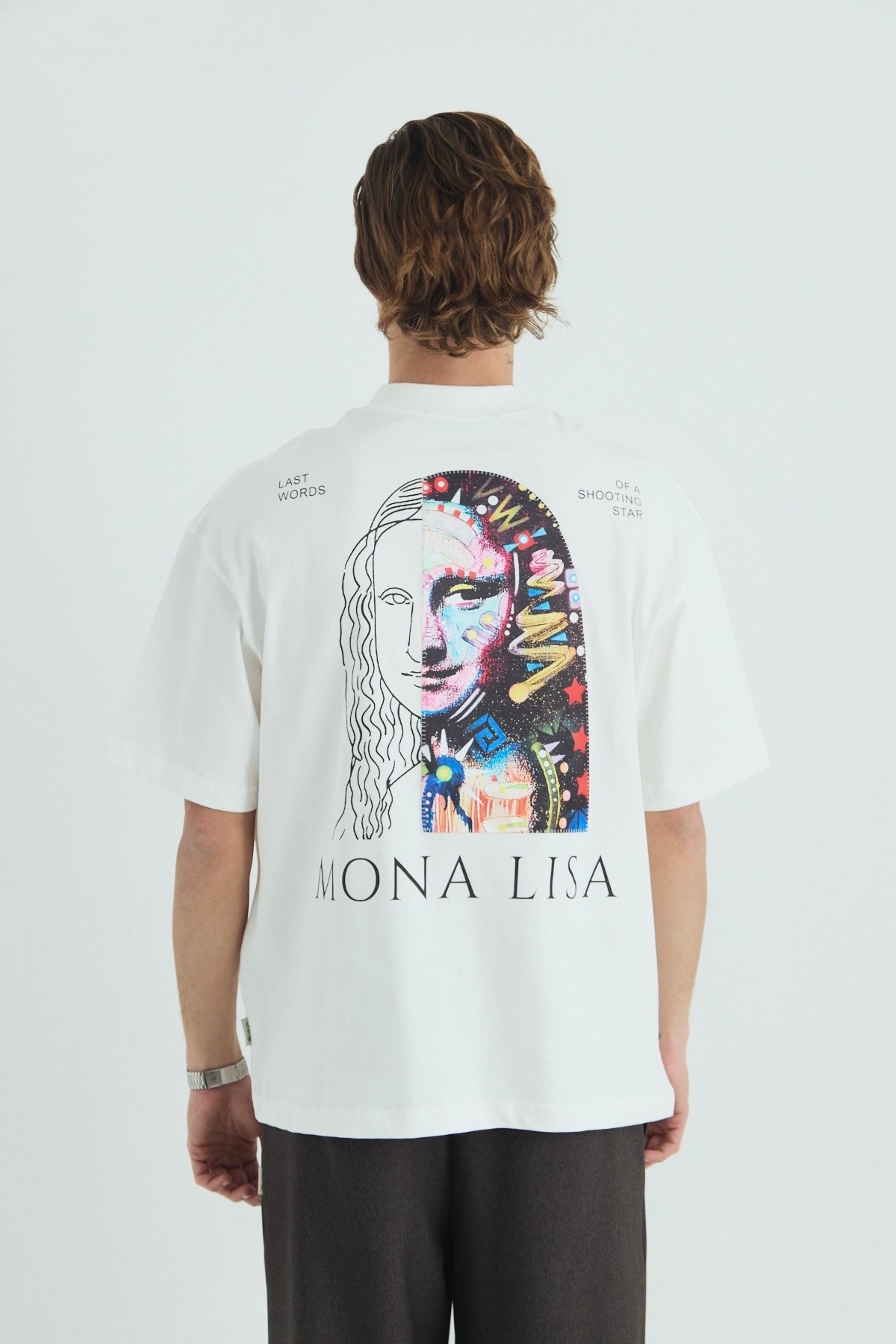 Mona Lisa Oversize Tişört - Beyaz