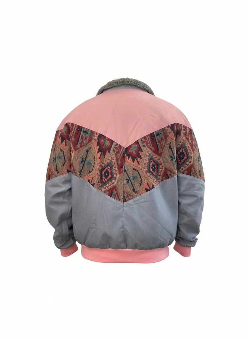 (7614) Small / Medium Beden Uyumlu Oversize Vintage Desen Ceket