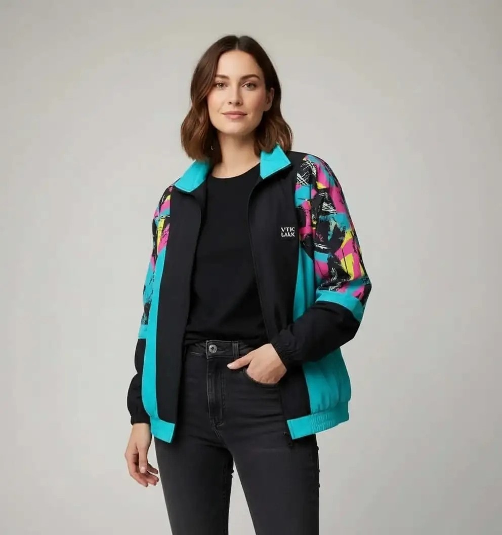 Unisex Mint Rengi Desenli Bomber Ceket