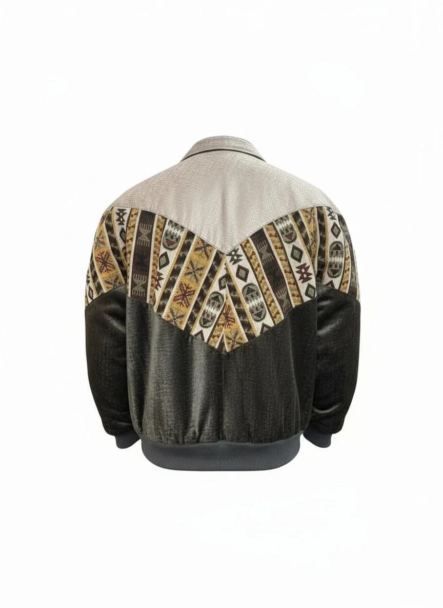 (7591) Small / Medium Beden Uyumlu Oversize Vintage Desen Ceket