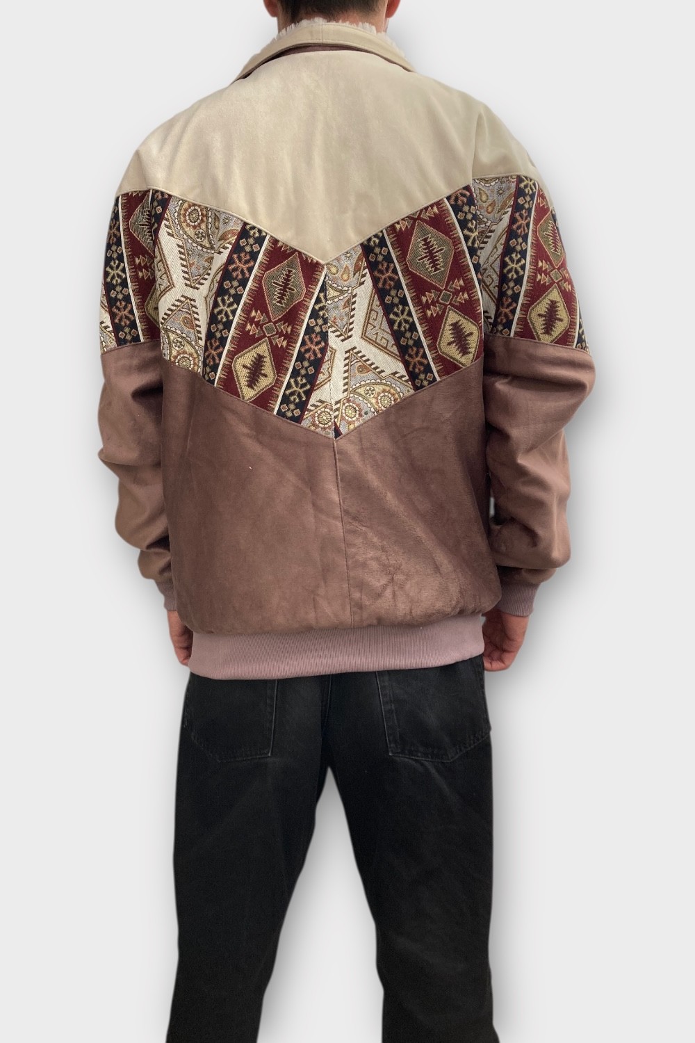 (7454) XLarge Beden Vintage Desenli Özel Ceket