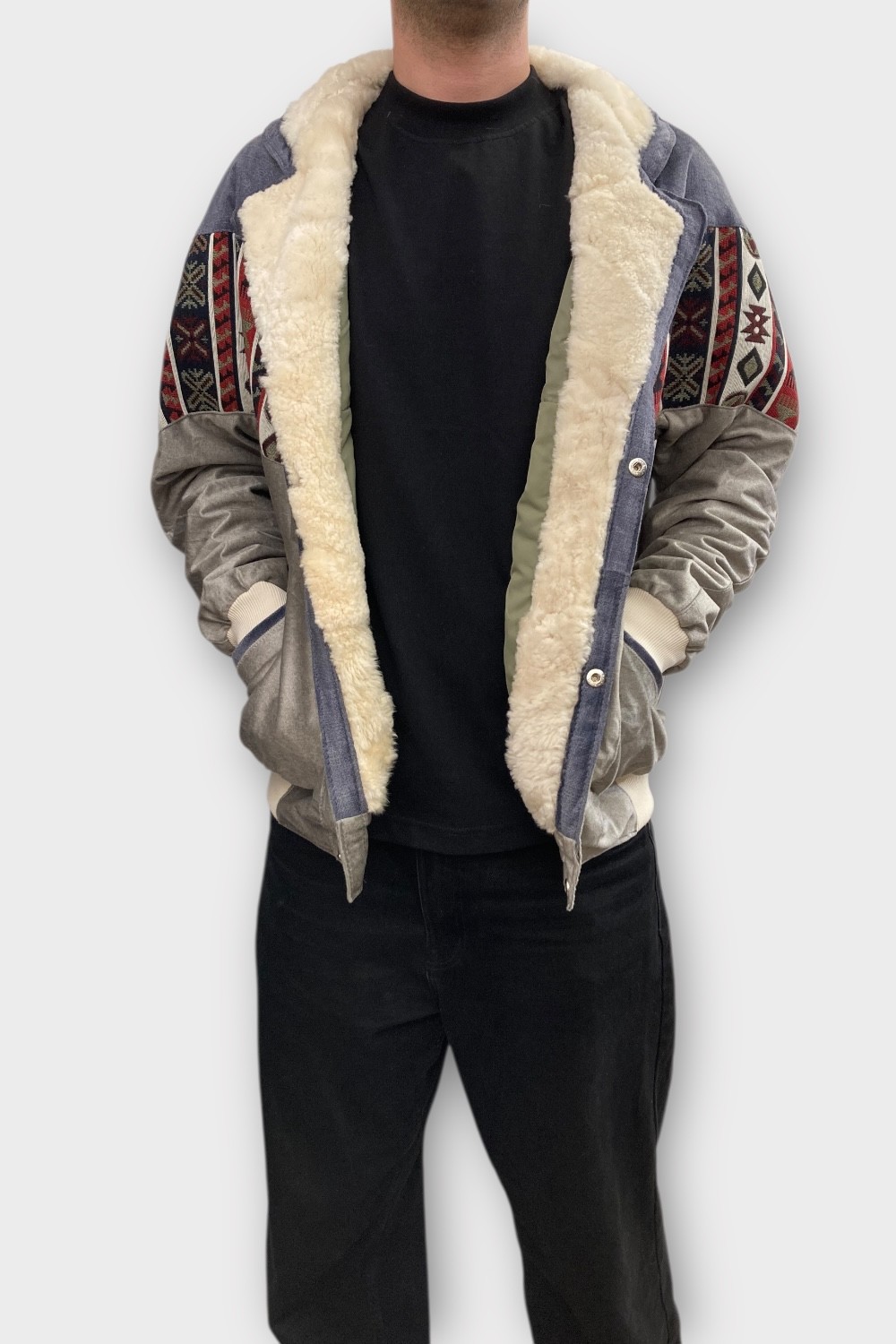 (7403) XLarge Beden Vintage Desenli Özel Ceket