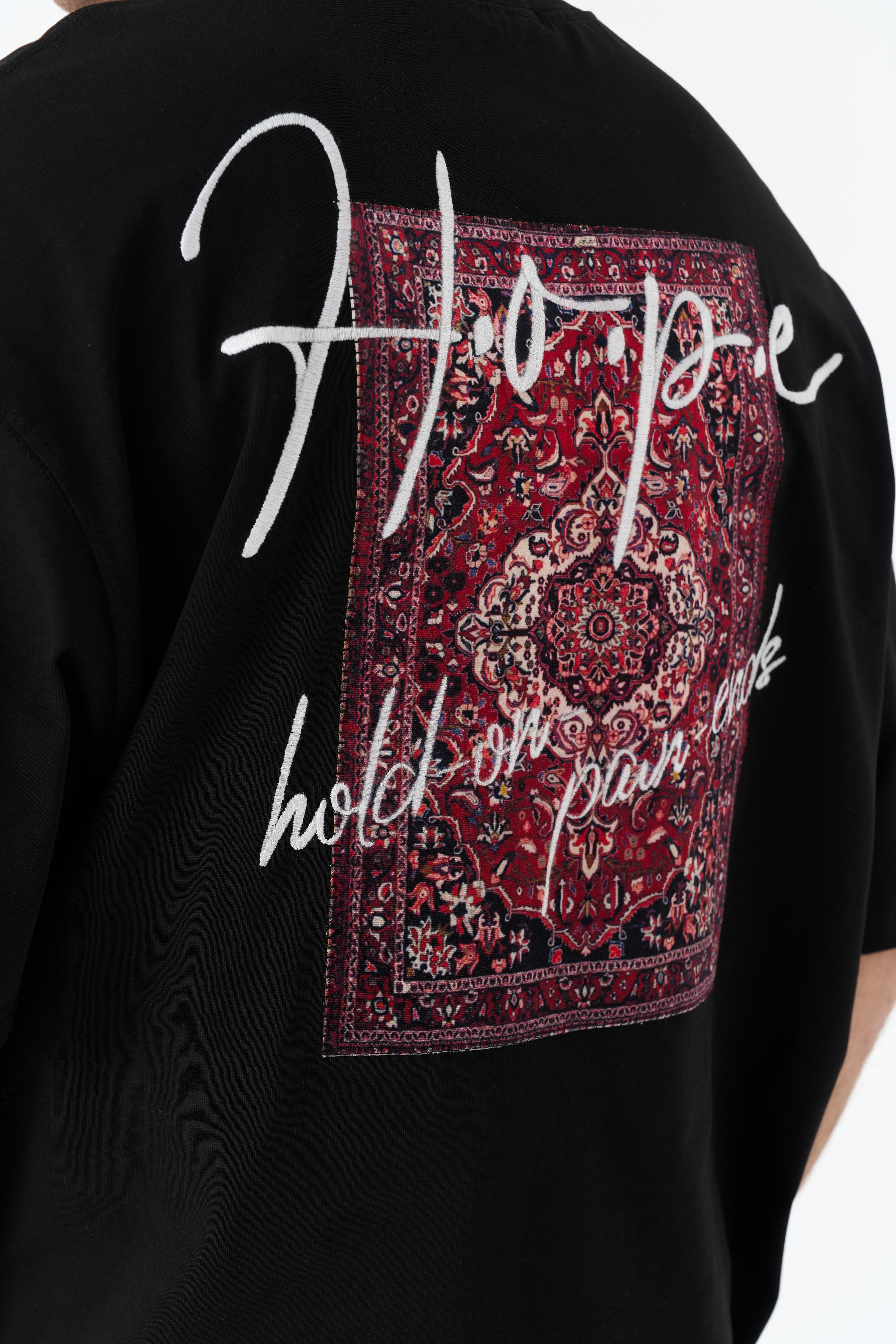 Hope Oversize %100 Pamuk T-Shirt - Siyah