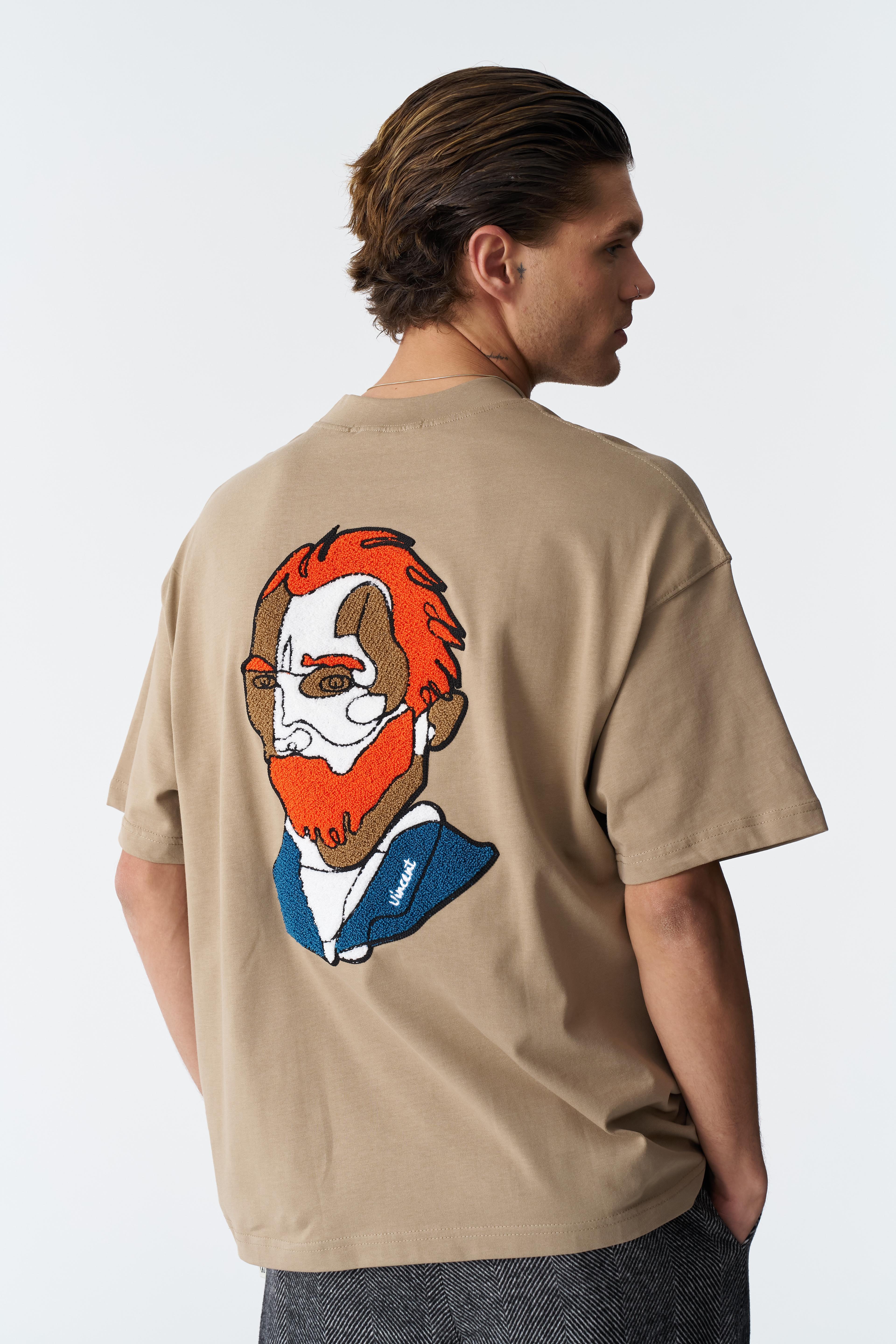Vincent Pop Art Kabartma Oversize T-shirt - Vizon