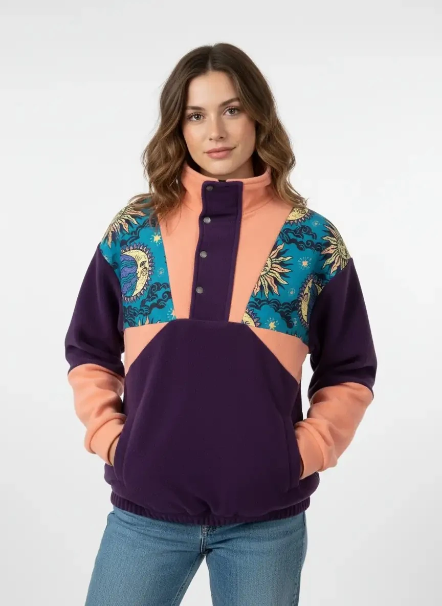 Unisex Güneş ve Ay Desenli Polar