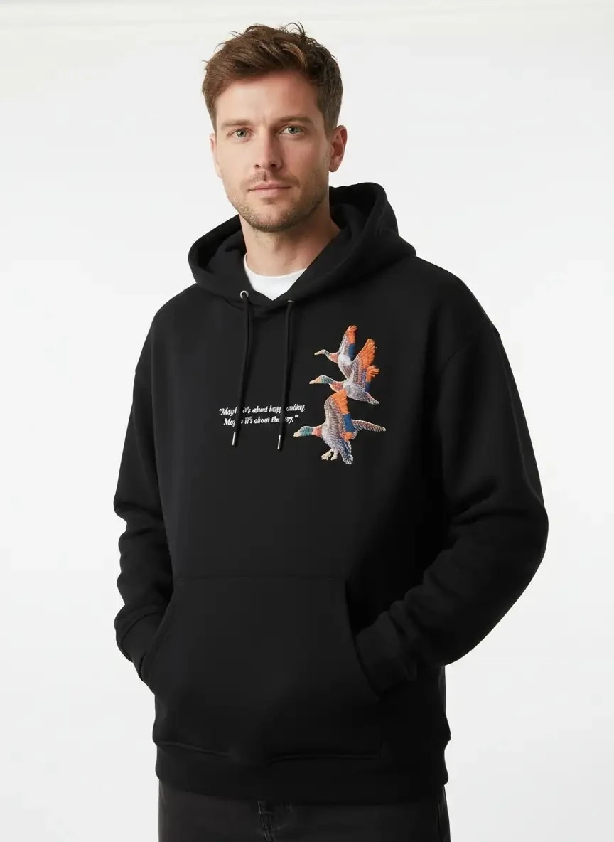 STORY Oversize Hoodie - %100 Pamuk - Siyah