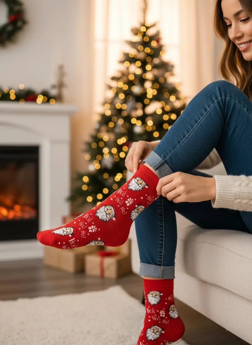 Çoklu Noel Baba Temalı Havlu Yılbaşı Çorabı - CM160