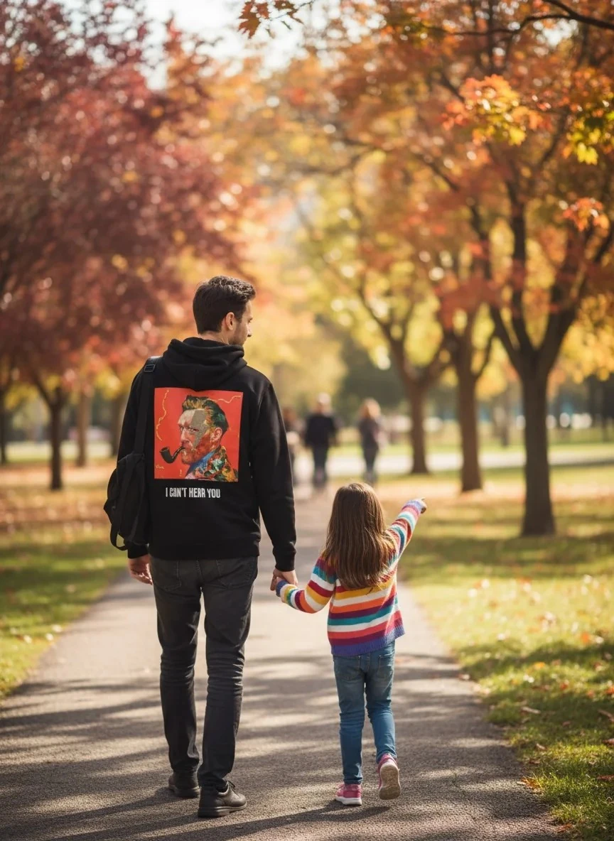 I Can't Hear You Oversize Hoodie - %100 Pamuk Şardonlu - Siyah