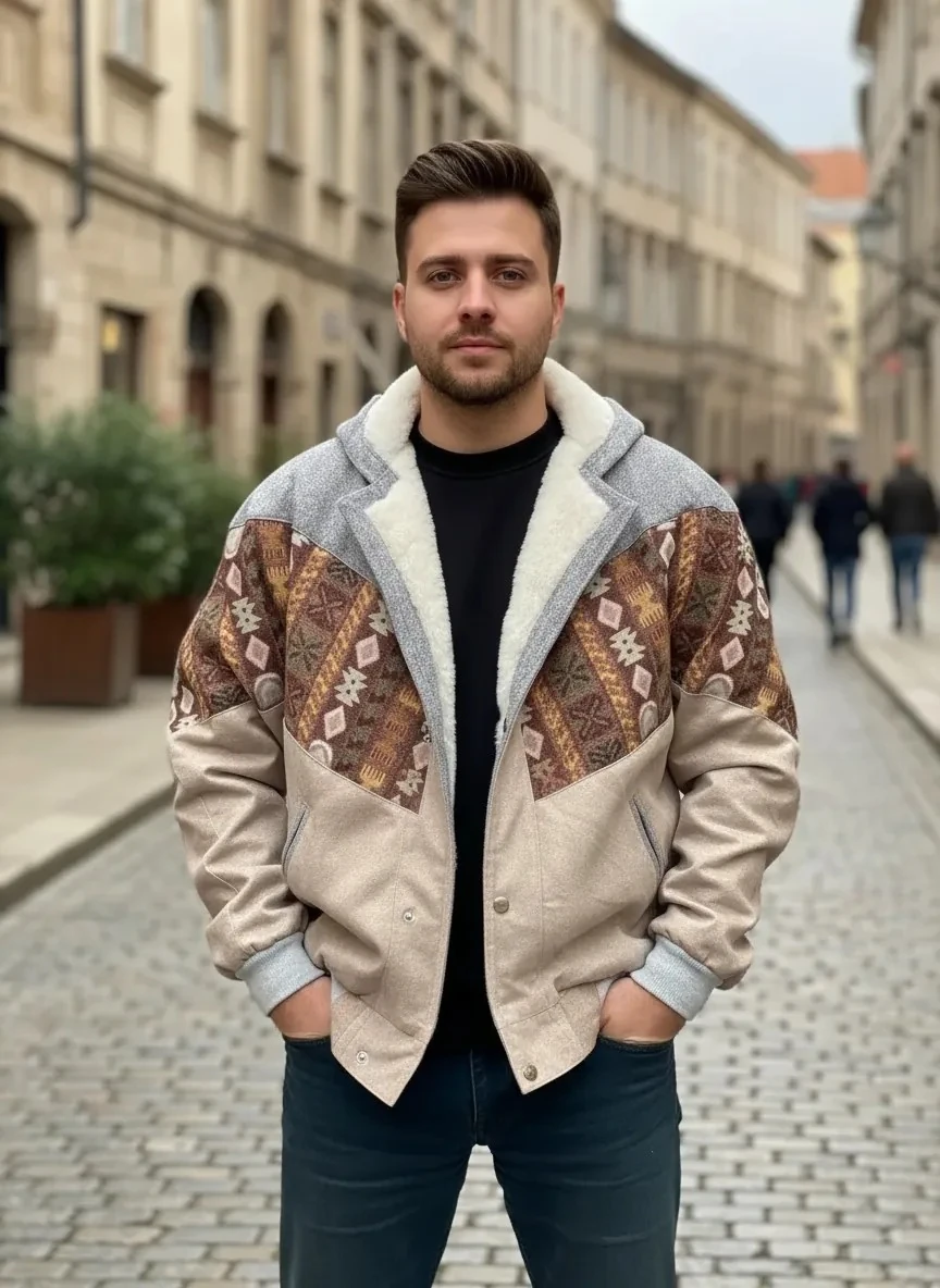 (7696) Large / XLarge Beden Uyumlu Vintage Desenli Özel Ceket