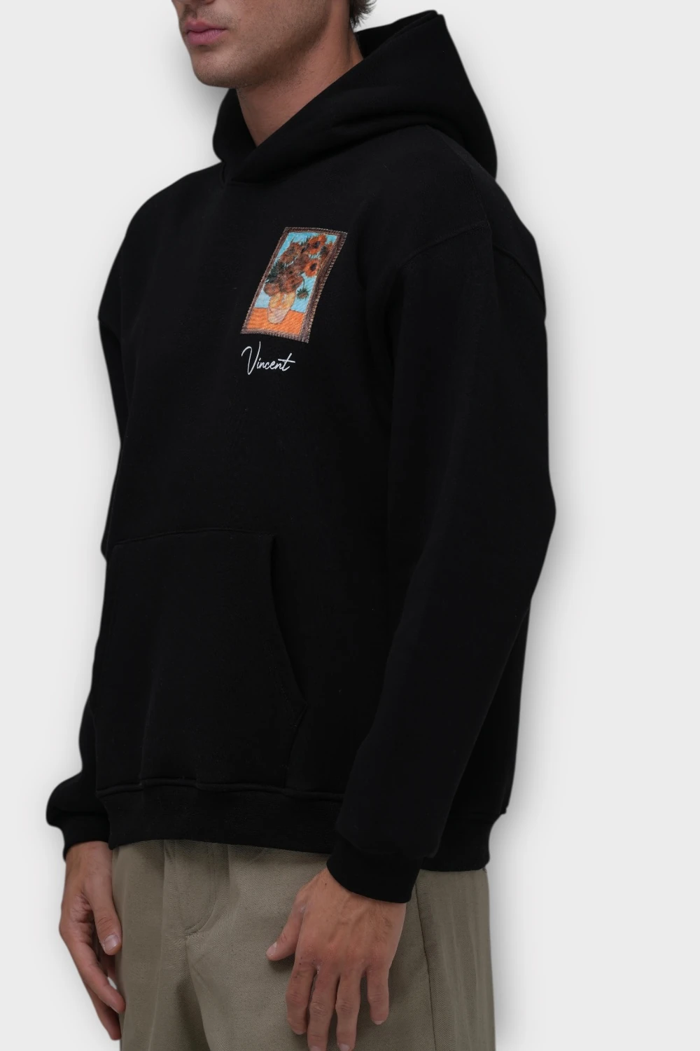 One Day Oversize Hoodie  - Şardonlu %100 Pamuk - Siyah