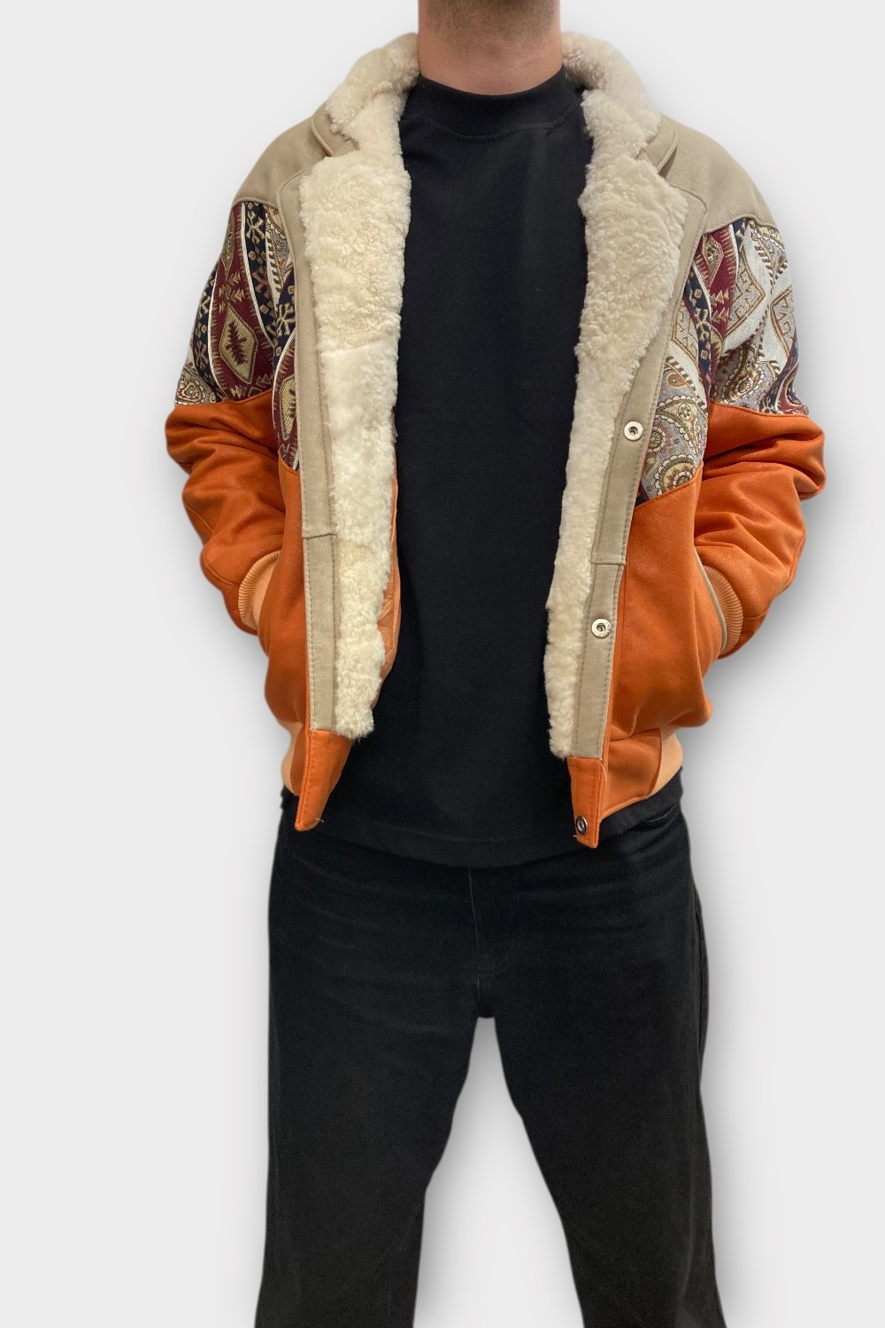 (7350) Small Beden Vintage Desenli Özel Ceket