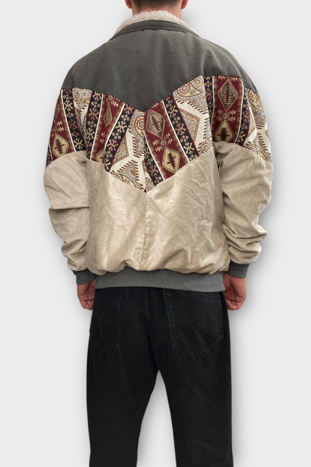 (7393) XLarge Beden Vintage Desenli Özel Ceket