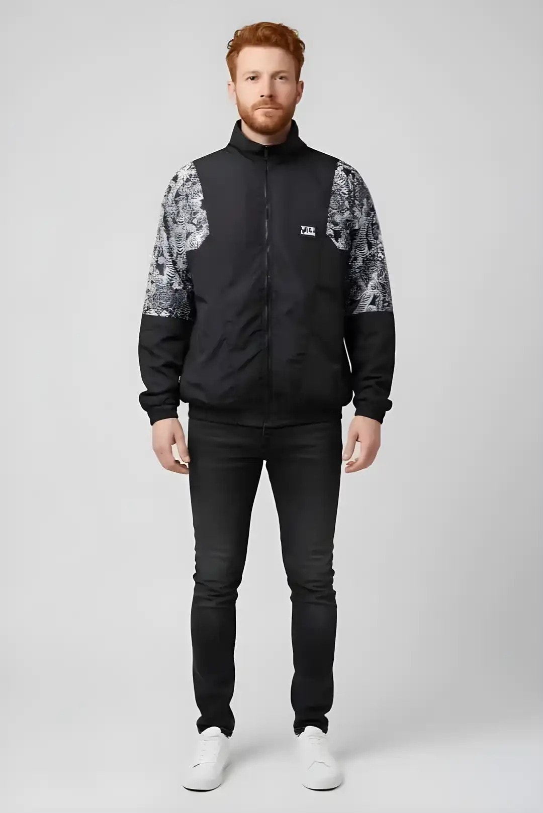 Unisex Siyah Kaplan Desenli Bomber Ceket