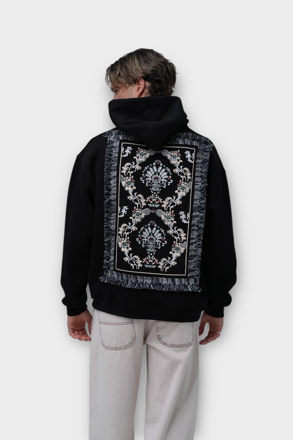 Ornamental Flow Hoodie  - %100 Pamuk - Siyah
