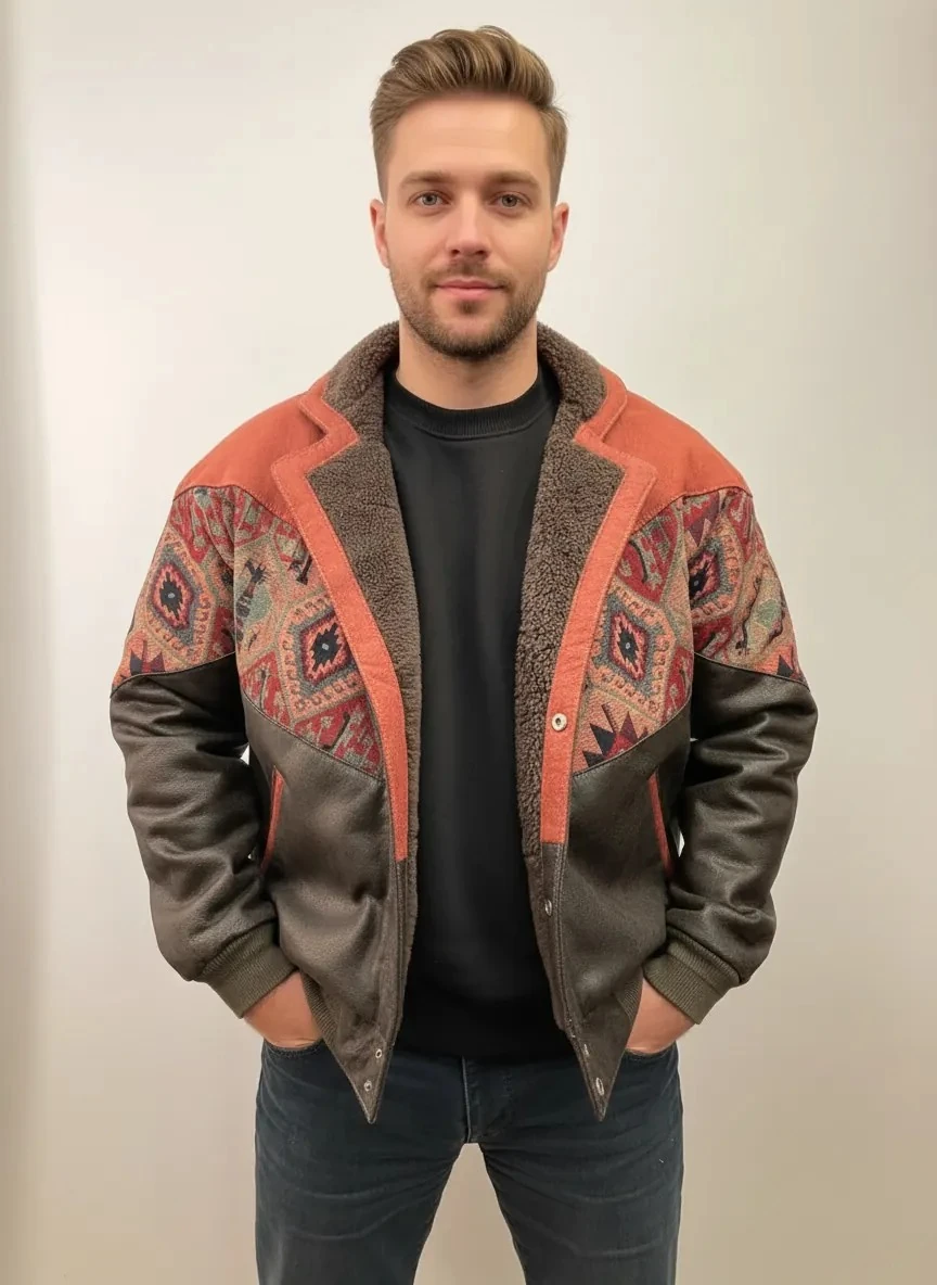 (7697) Large / XLarge Beden Uyumlu Vintage Desenli Özel Ceket