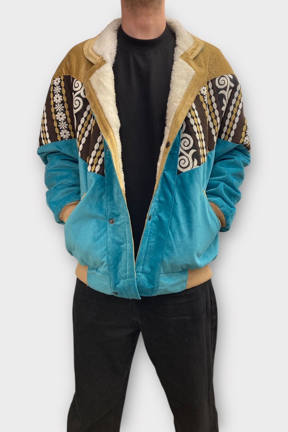 (7431) XLarge Beden Vintage Desenli Özel Ceket