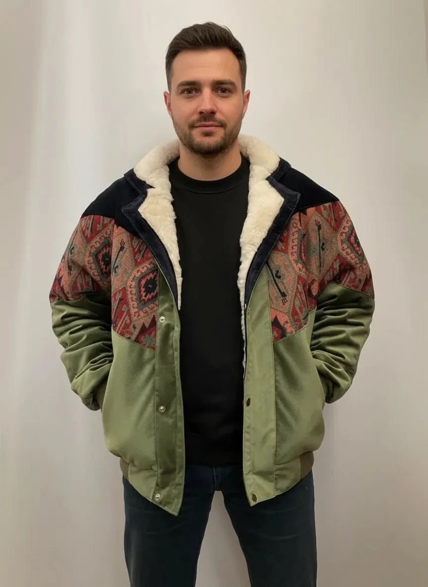 (7676) 2XLarge / 3XLarge Uyumlu Aztek Tarzı Oversize Unisex Ceket