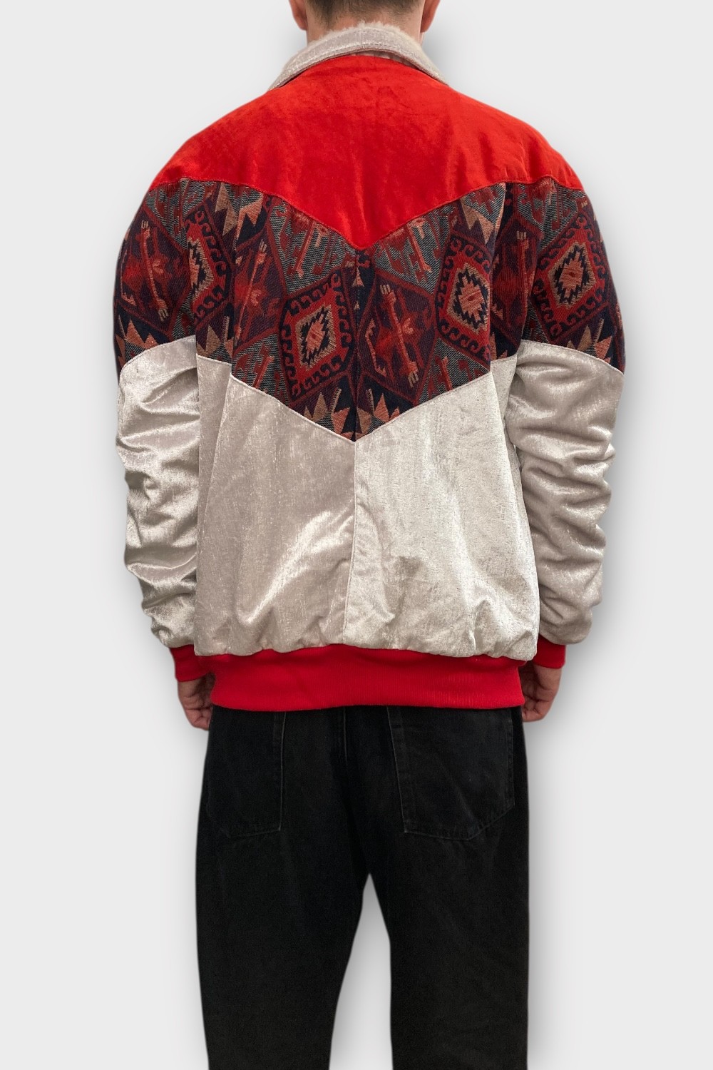 (7385) XLarge Beden Vintage Desenli Özel Ceket