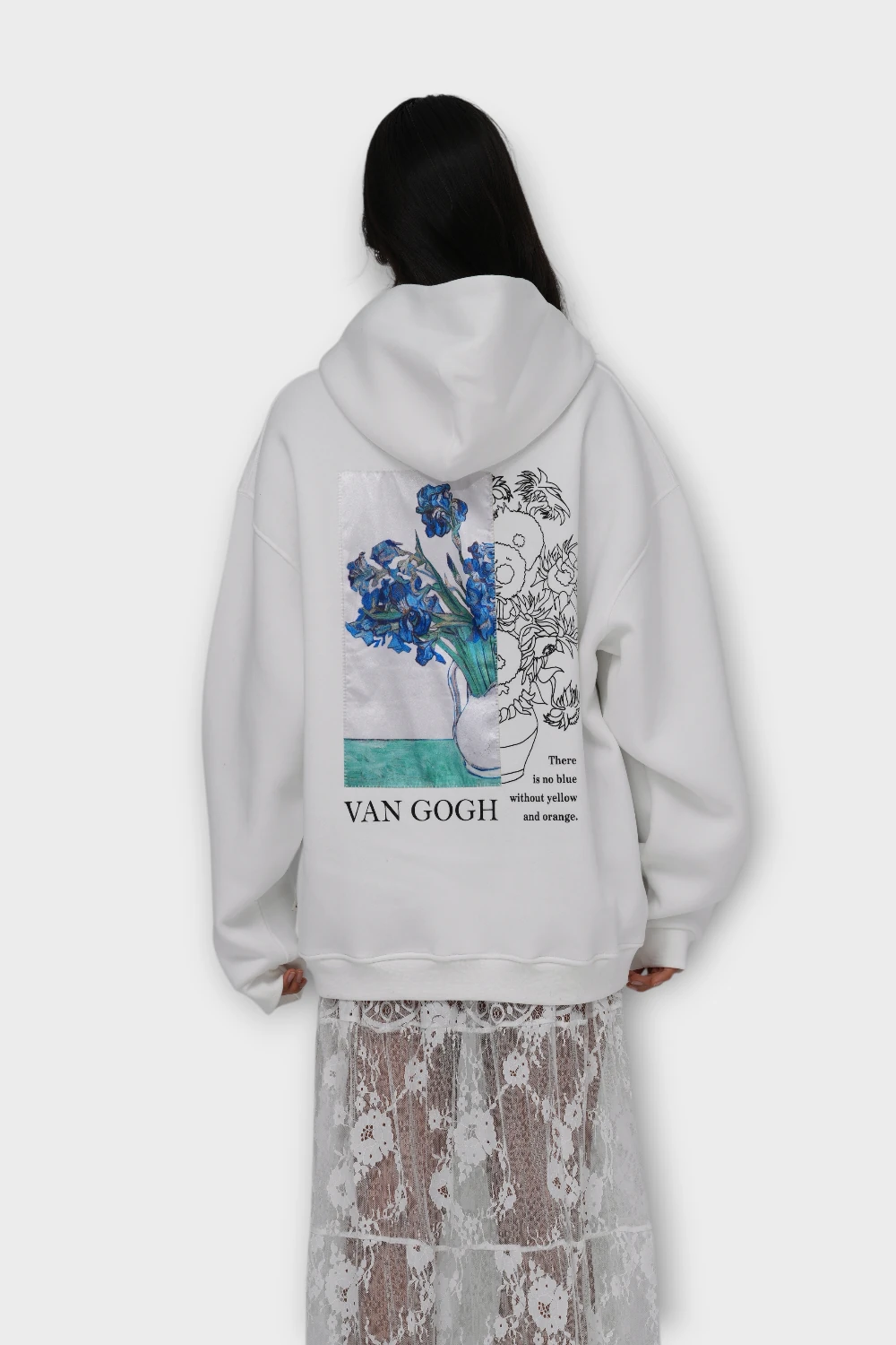 Bite of Beauty - Van Gogh Oversize Hoodie - Beyaz