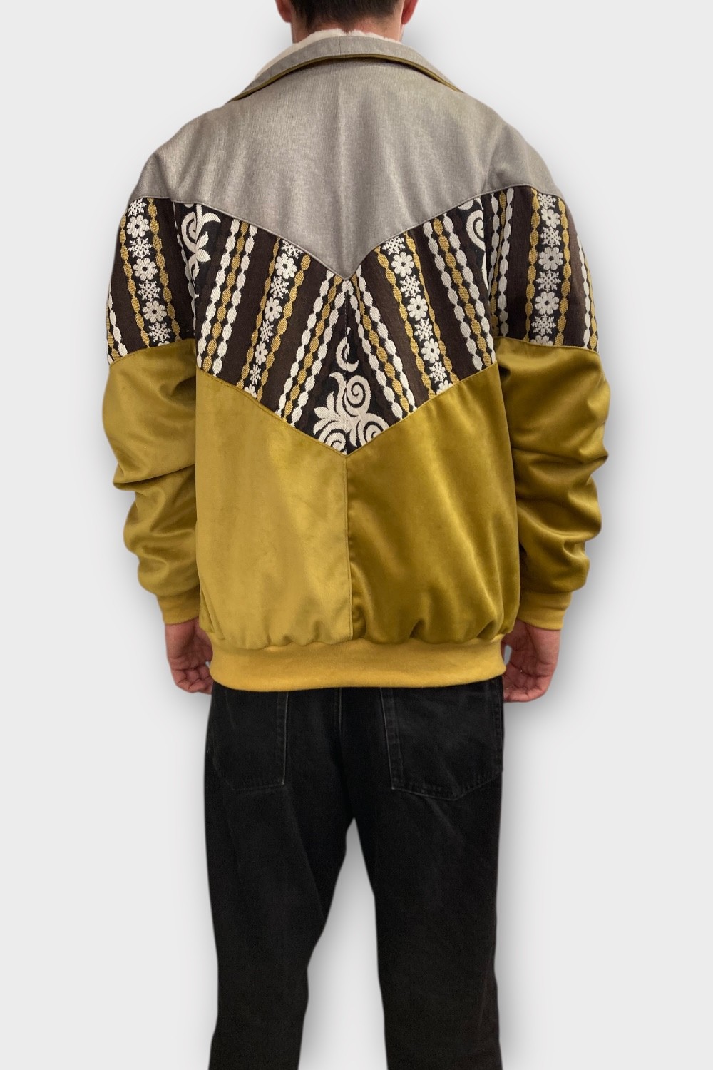 (7463) Large Beden Vintage Desenli Özel Ceket