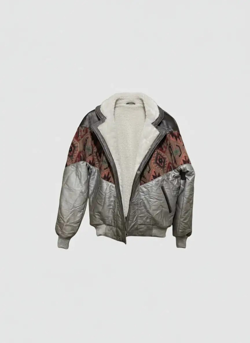 (7510) Small / Medium Beden Uyumlu Oversize Vintage Desen Ceket