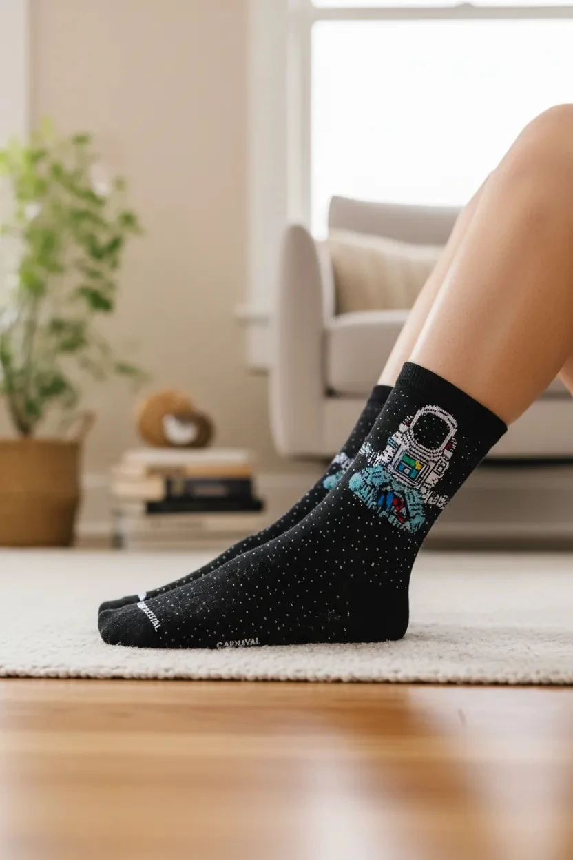 Meditasyon Yapan Astronot Desenli Çorap (36-44 Numaraya Uygun)