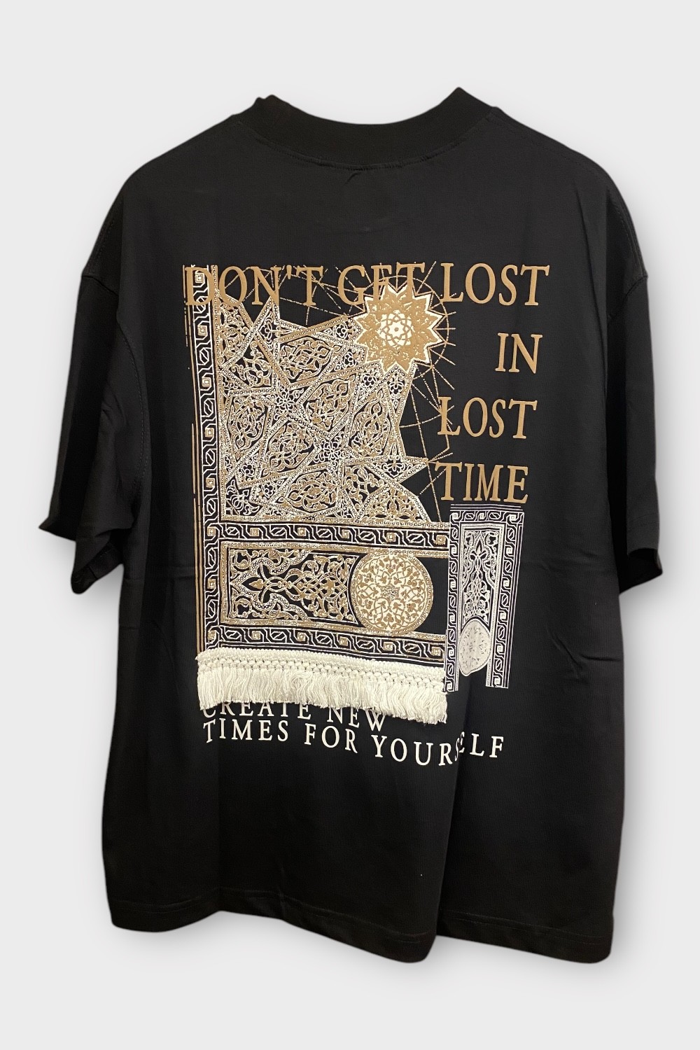 "Don’t Get Lost" Oversize Tişört – %100 Pamuk - Siyah
