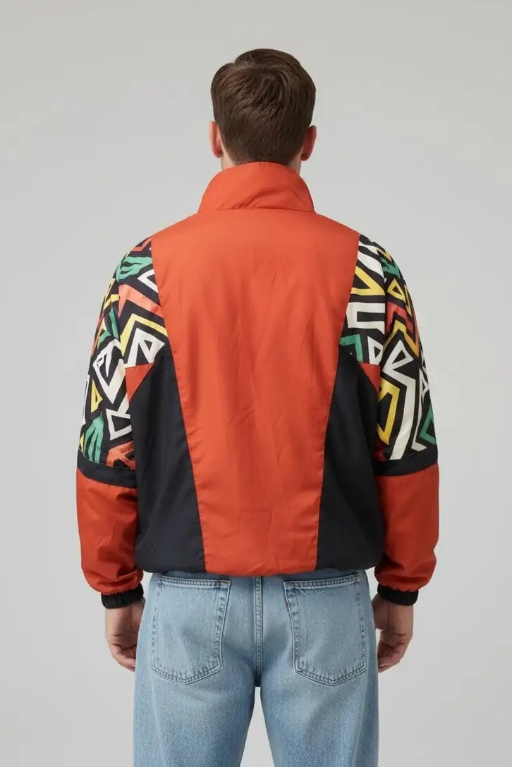 Unisex Kiremit Rengi Desenli Bomber Ceket
