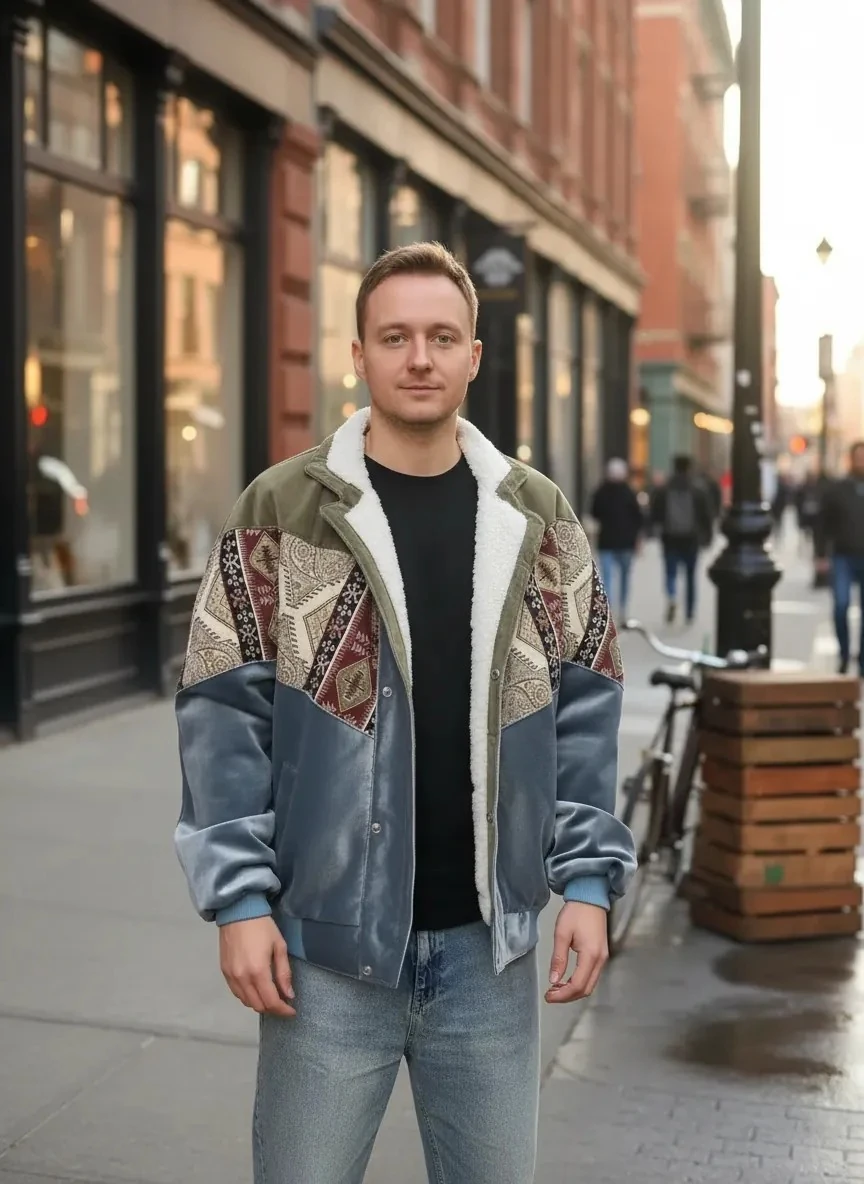 (7566) 2XLarge / 3XLarge Uyumlu Aztek Tarzı Oversize Unisex Ceket