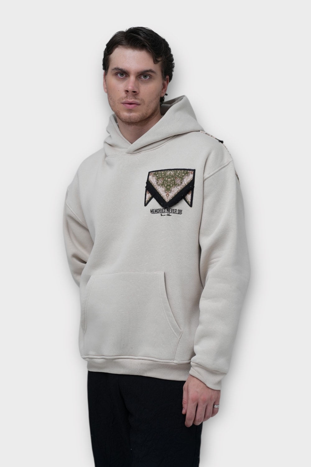 Memories Never Die Hoodie Oversize Hoodie  - %100 Pamuk - Taş