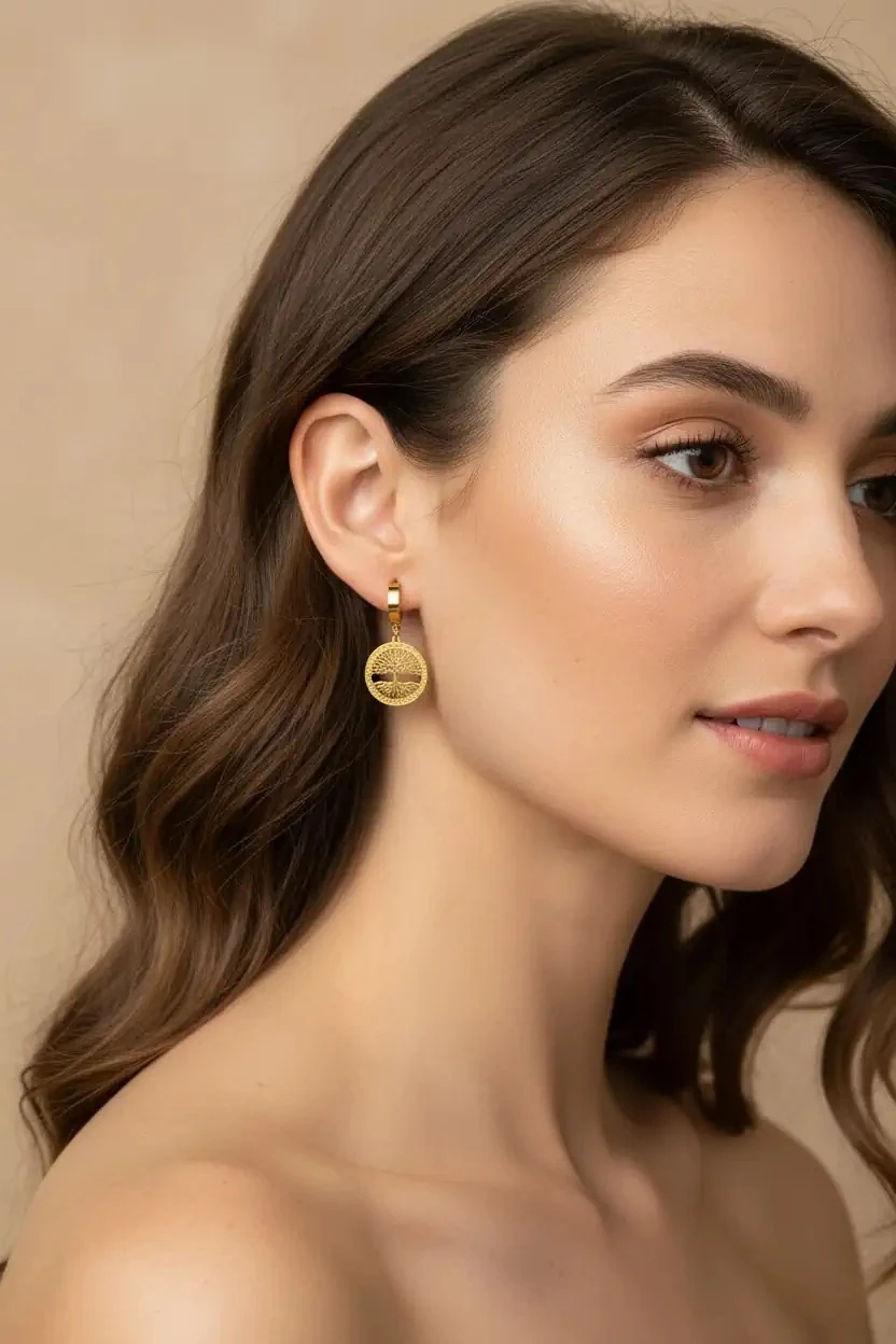 316L Kararmaz Çelikten Ağaç Motifli Küpe - BJS-KP06