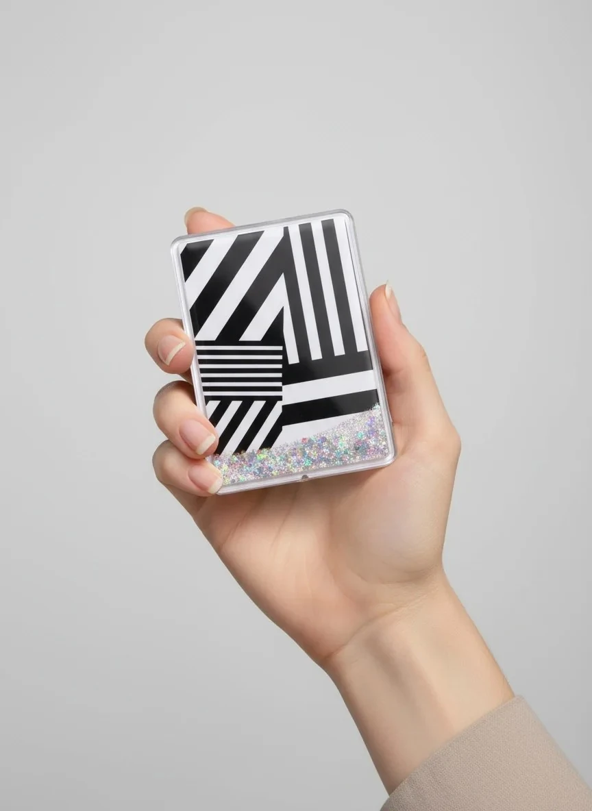 Modern Geometrik Desenli 6 * 8.5 cm Cep Aynası - YA154