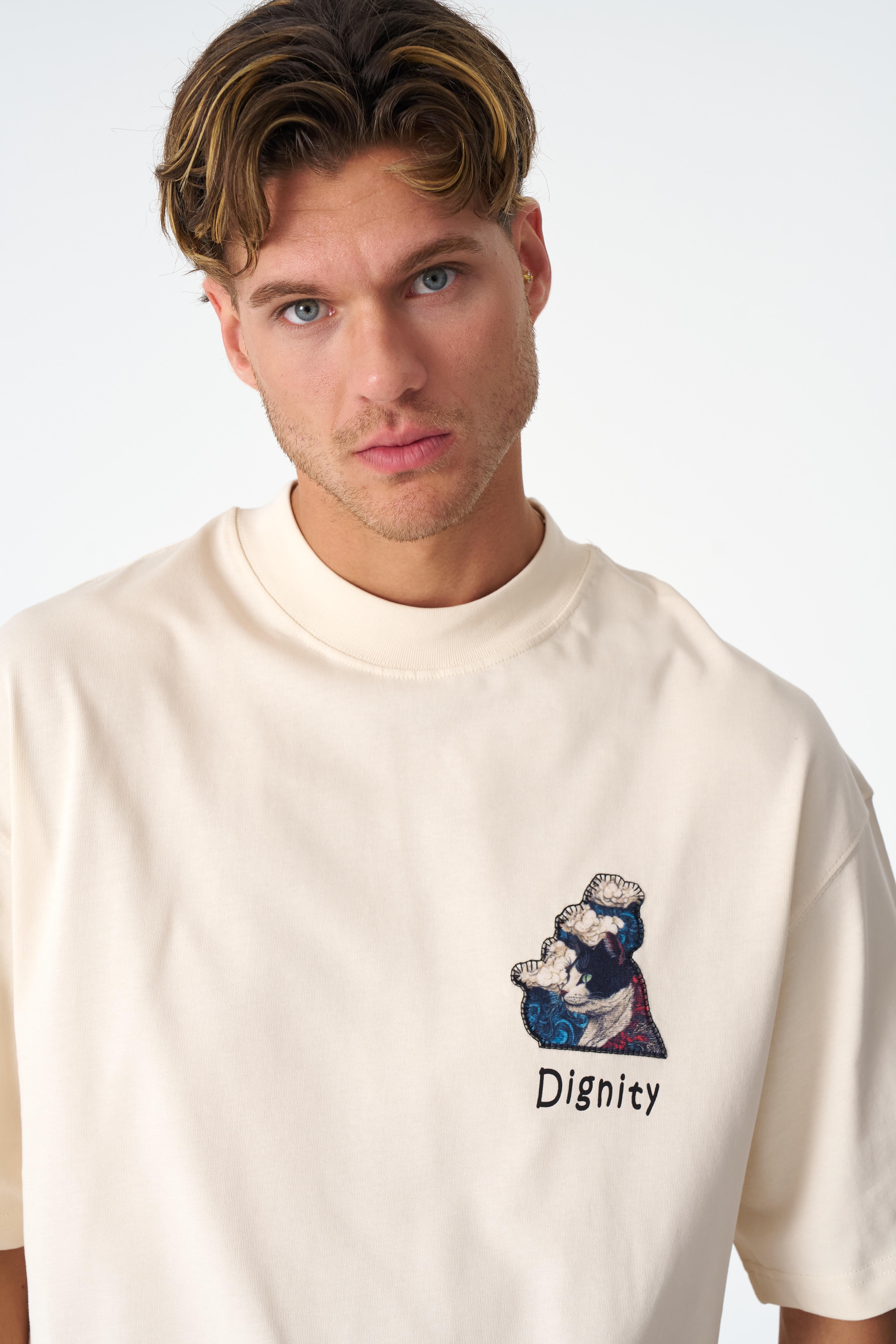 Dignity Oversize Tişört – %100 Pamuk - Taş