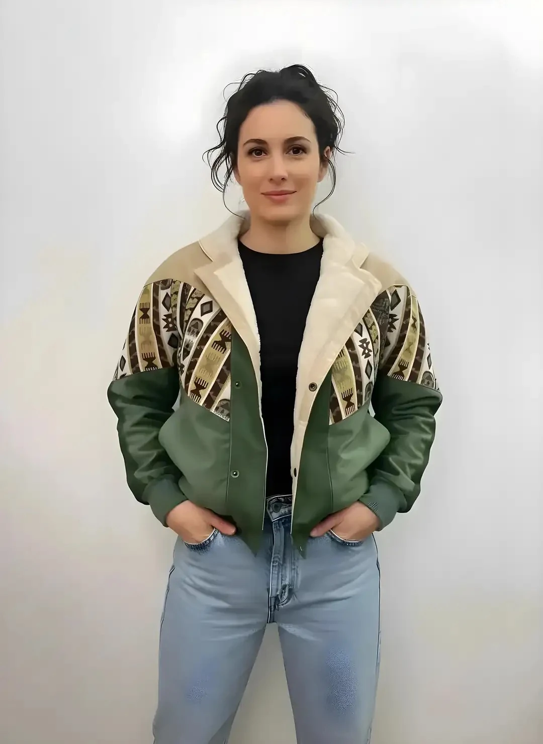 (7559) 36/38 Beden Uyumlu Vintage Desen Oversize Unisex Ceket